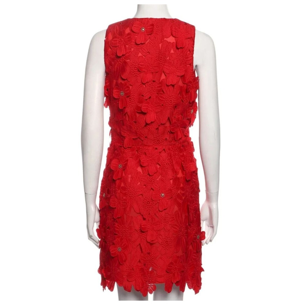 Women's Dresses' Designer Michael Kors Red Lace Pattern V Neck Shift Dress XS - Picture 3 of 11